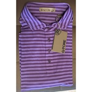 NWT G/FORE Golf Polo Shirt Mens Medium Purple Striped $110 Perforated Tech Jerse
